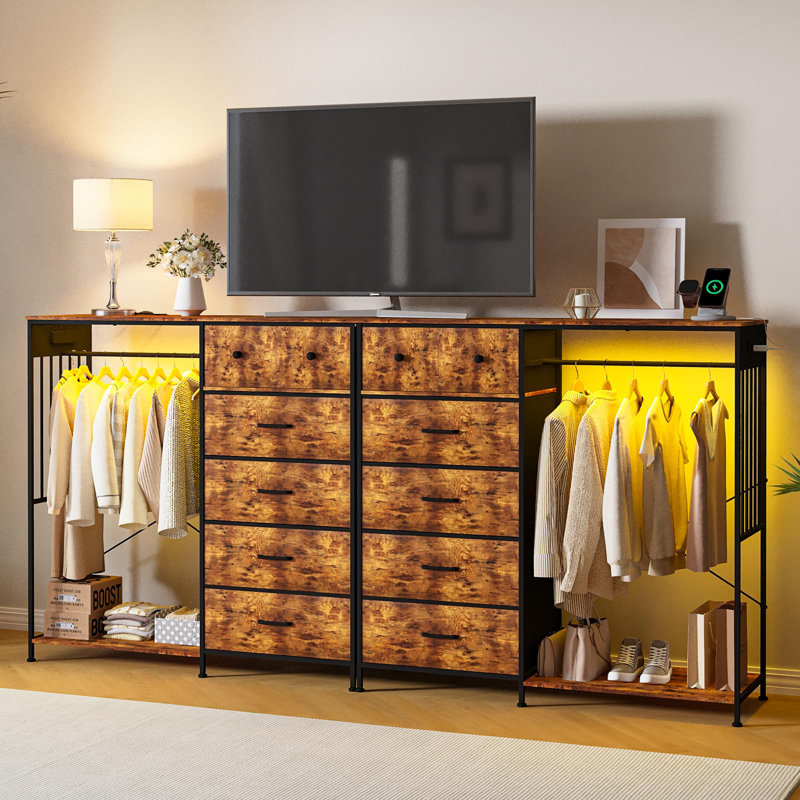 124.99 cm W Chest of 5 Drawers, Brown