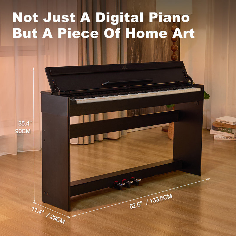 Wooden 88 Key Digital Piano with 3-Pedals, Black