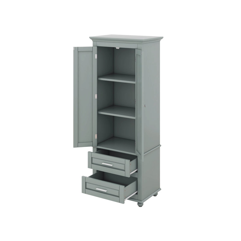 Storage Cabinet With 2 Drawers, Gray