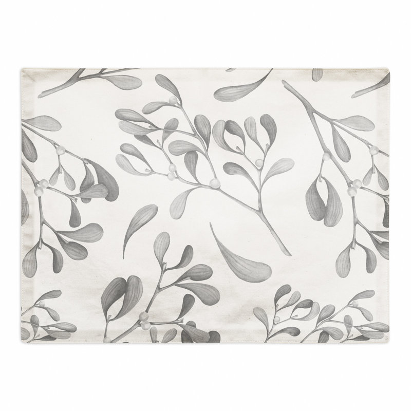 Napperon aquarelle feuilles et baies, gris