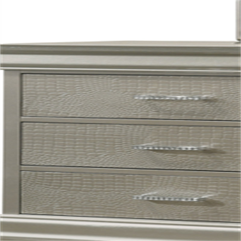 Dresser with Crocodile Embossed Drawer Fronts – Elegant and Functional Storage Solution(not include mirror), Silver/White
