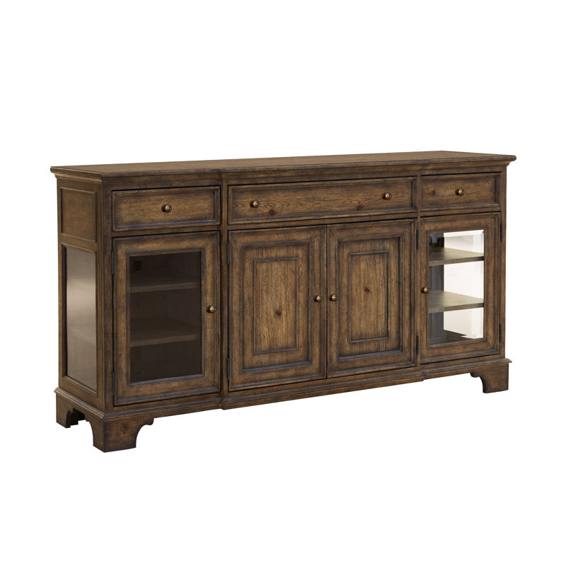 Revival Row Brown 3-Drawer Buffet with Cabinet Doors