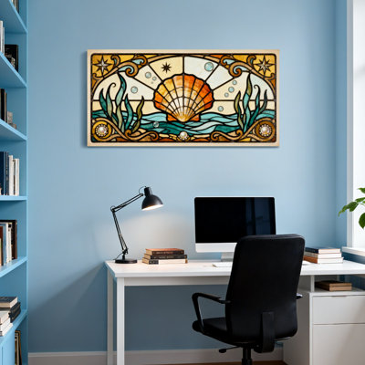 Fashion Stained Glass Shell Ocean Waves Design