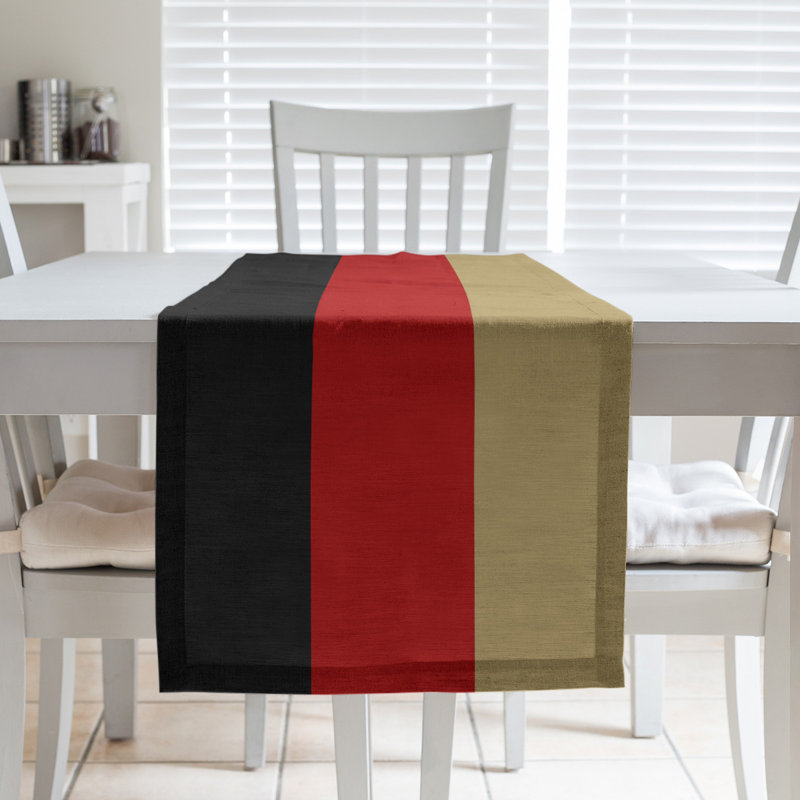 San Francisco Football Stripes Table Runner, Cotton Blend, Black Side/Red Mid, 72" L x 16" W