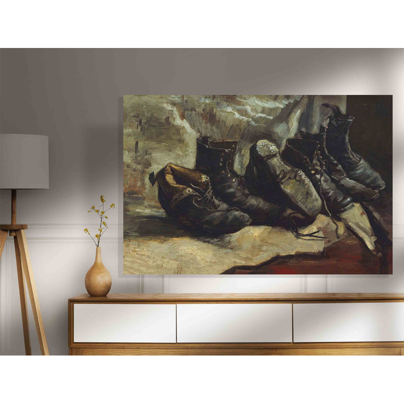 Three Pairs of Shoes by Vincent Van Gogh - 1 Piece Wrapped Canvas Painting, 20cm H x 30cm W x 18cm D