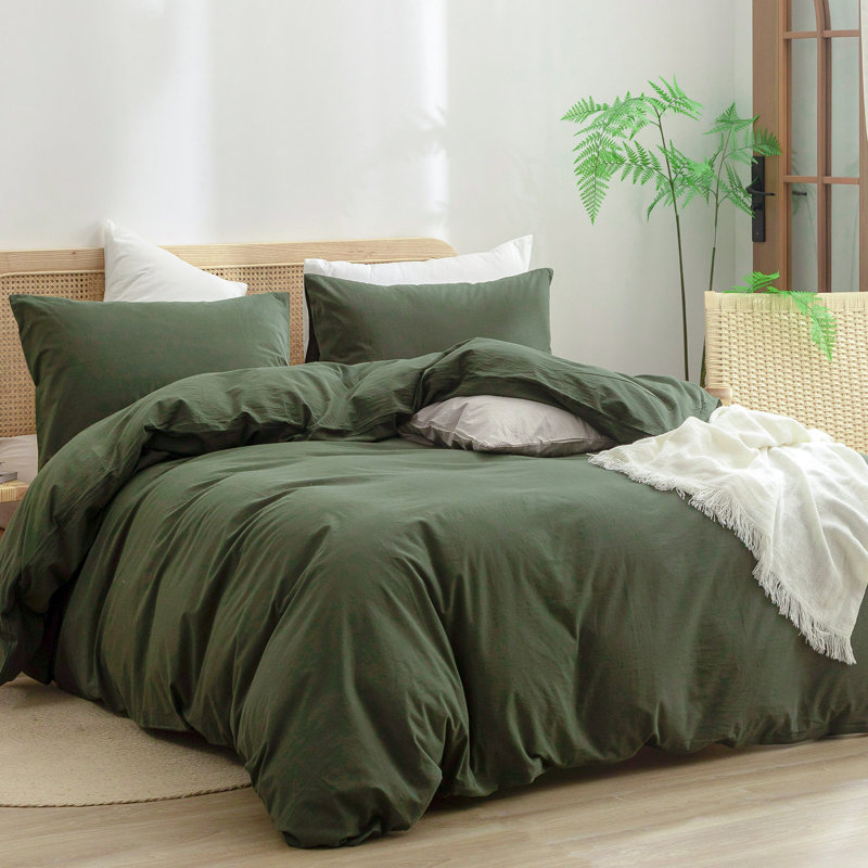 Ensemble de housse de couette 100% coton délavé Bestouch Bestouch, Housse de couette pour lit simple + 1 taie d'oreil