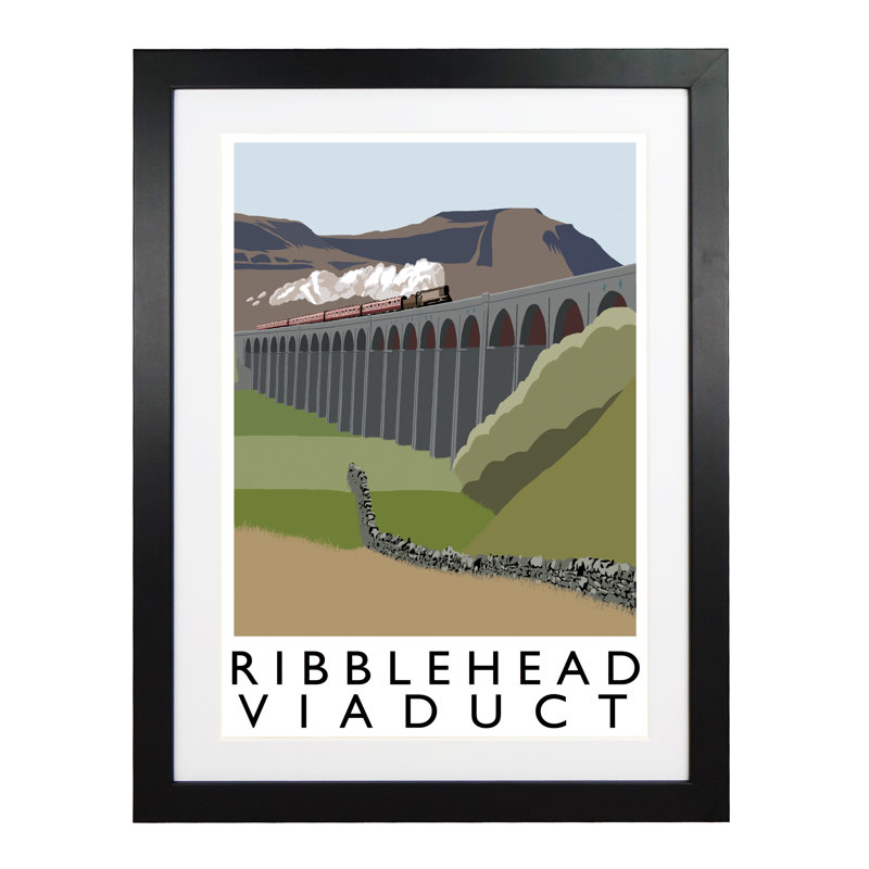 'Ribblehead Viaduct' by Richard O'Neil - Print, Black Wood Frame, 43.5 cm H x 33.5 cm W x 2.2 cm D