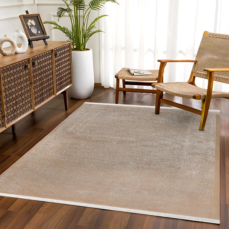 Tapis tissé brun à motif numérique antidérapant lavable à la machine