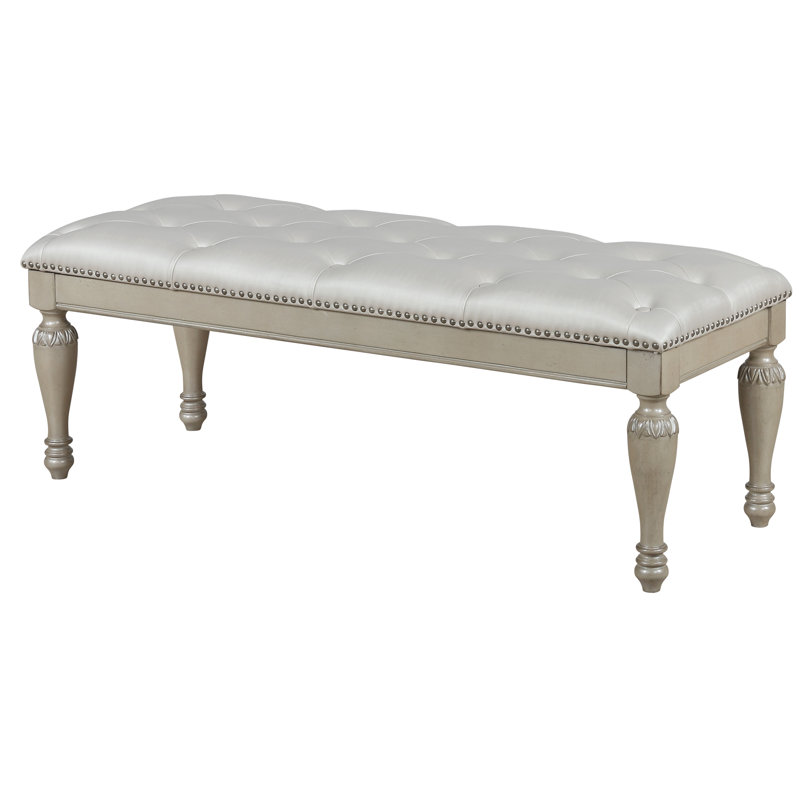 Coalson Upholstered Bench, Translucent Pearlized White