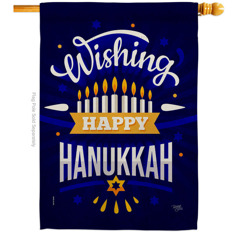 Drapeau de maison Happy Hanoukka à 2 faces en polyester 28 po x 40 po