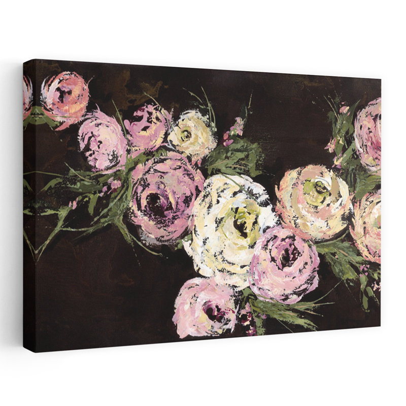 Art contemporain de fleur de rose, H 24 po x l 16 po