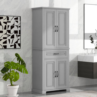 Bathroom Storage Cabinet With Doors And Drawer, Multiple Storage Space, Adjustable Shelf, Bathroom Storage