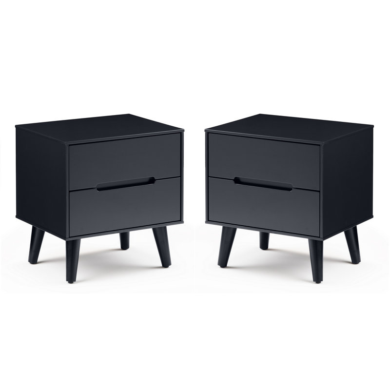 Heriberto 45cm W Manufactured Wood Bedside Table, Black