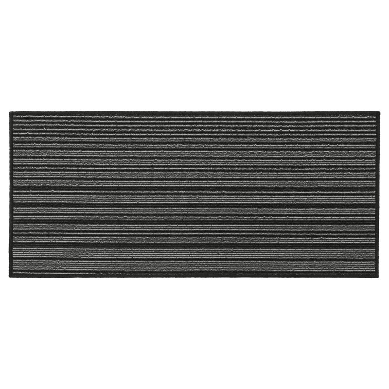 Non-Slip Striped Indoor Doormat, Rectangle W57 x L150 cm, Black
