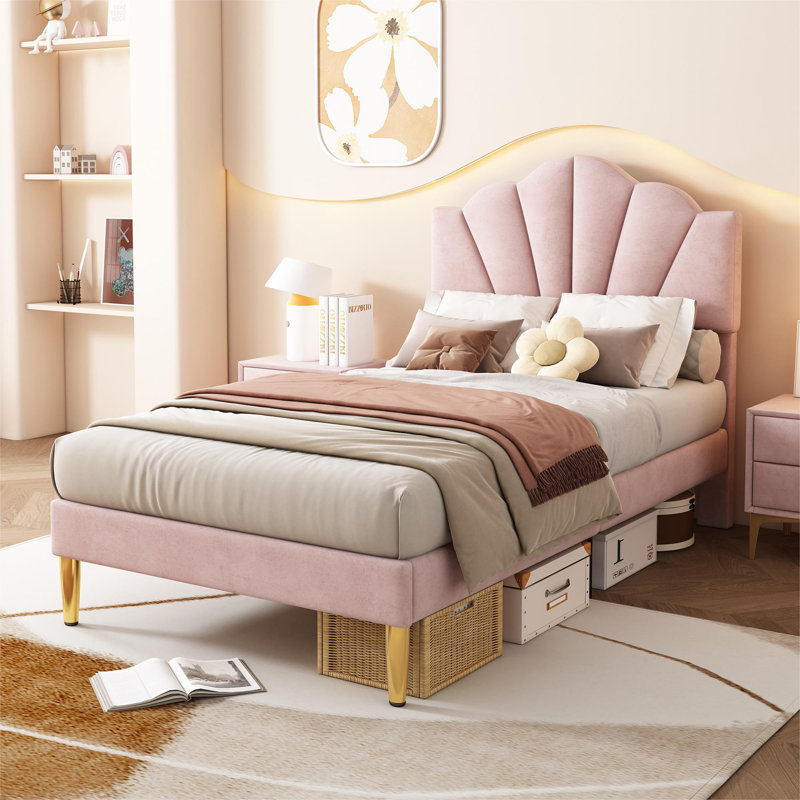 Akershus Upholstered Bed, Pink, EU Single - 90 x 200 cm