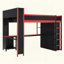 Lit mezzanine en bois avec garde-robe et bureau, tête de lit avec rangement et port USB