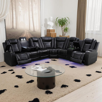 Ensemble de canapé modulaire inclinable électrique en cuir 3 pièces