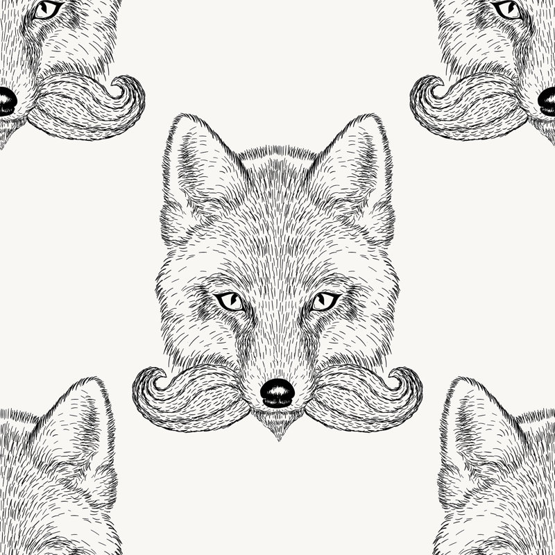 Panneau de papier peint amovible animal Kerner Fox, L 126 po x l 24 po