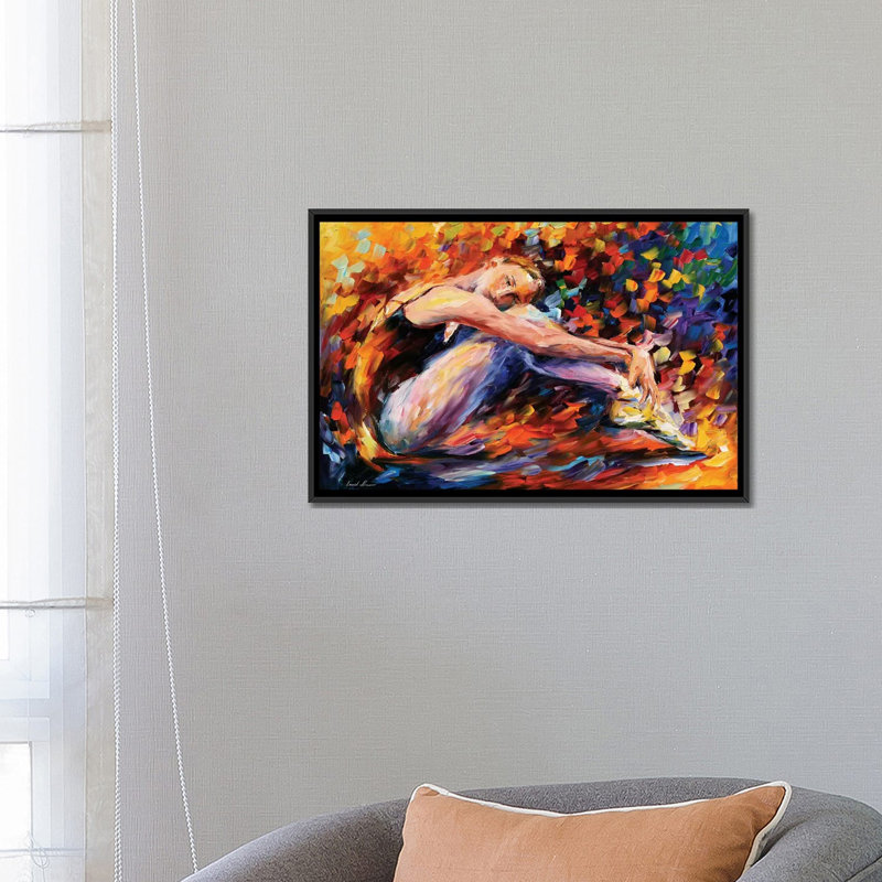 « resting ballerine », art mural sur toile tendue, H 18 po x l 26 po x P 1,5 po, Toile avec cadre noir, Pas de tapis