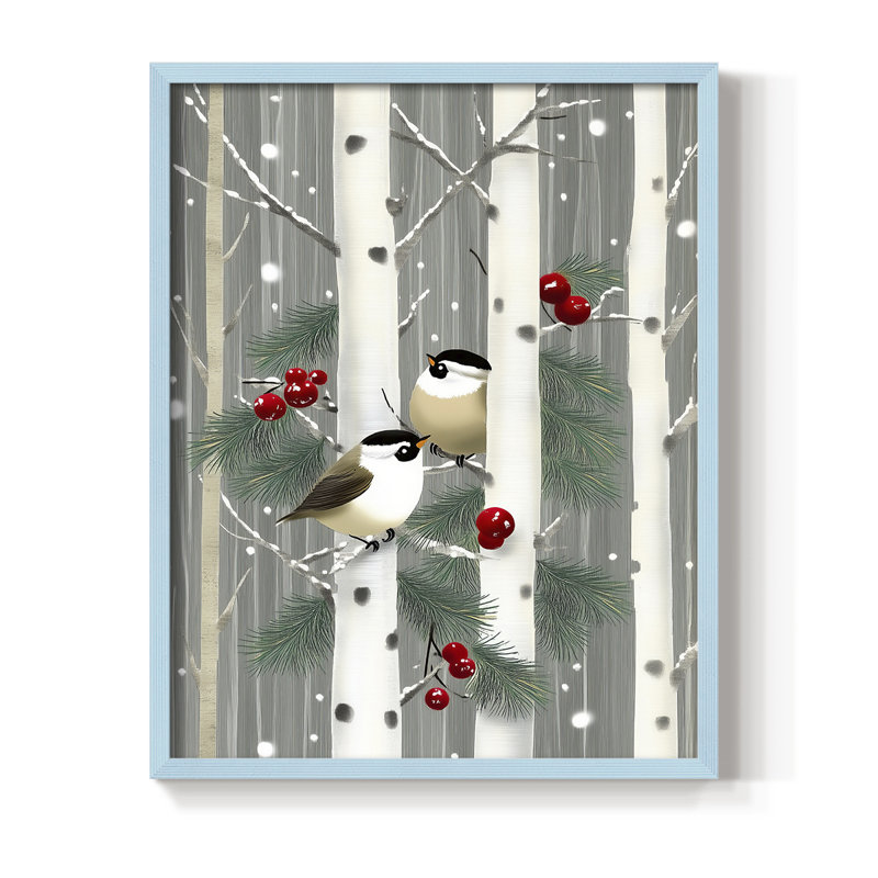 «Christmas Holiday», reproduction d'art encadrée C - bois massif, H 11 po x l 9 po, Bleu