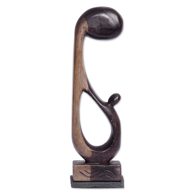 Sculpture père et fils ébène Chong