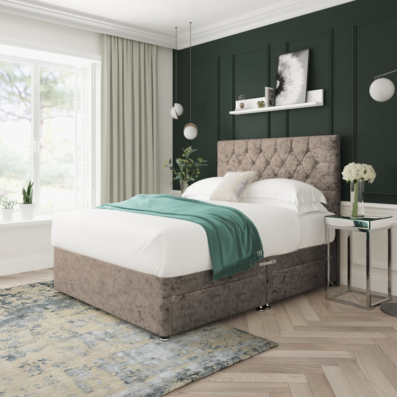 Upholstered Divan Bed, Small Double (4'), Mink