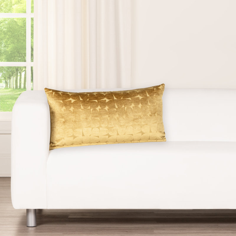 Coussin Nouri, Jaune, Rectangle H 21 po x l 12 po, Polyester
