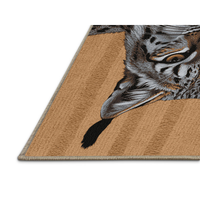 Washable Iberian Lynx Big Cats Area Rug, Square 8'