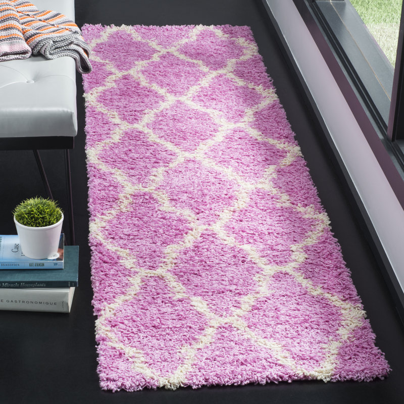 Tapis rose / ivoire Alonnah, Tapis de couloir 2 pi 3 po x 8 pi
