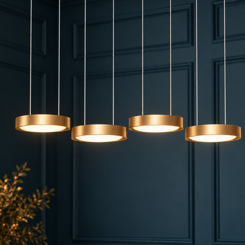 4-Light 40" W Dimmable Modern Linear LED Pendant Light In Rose Gold Finish, 4 Lights