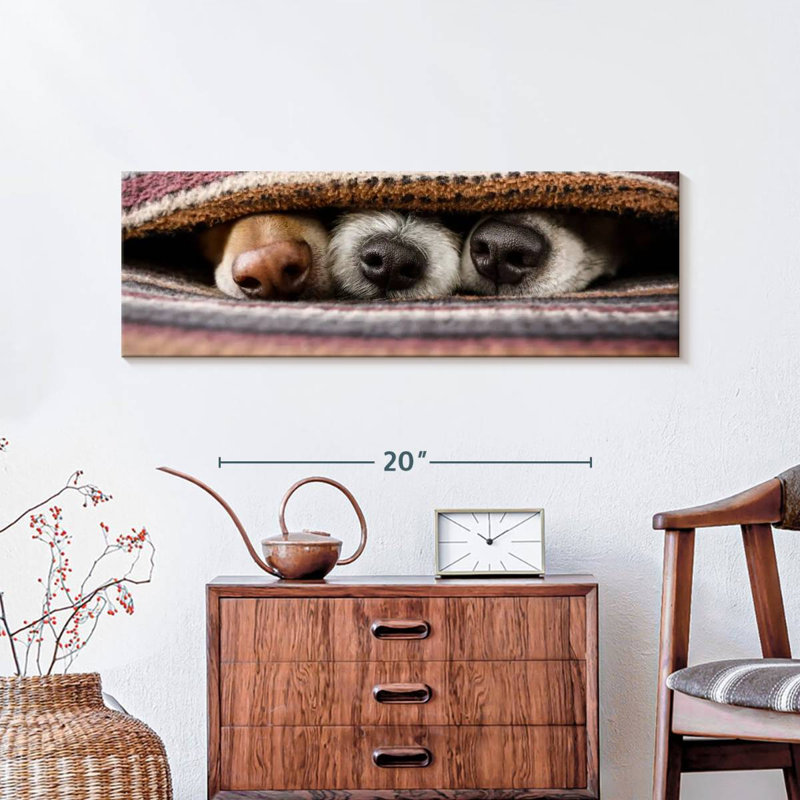 Hiding Dogs Canvas Print, 10" H x 30" W x 1.25" D