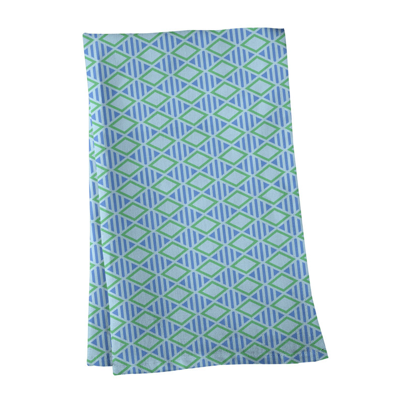 Tea Towel Kitchen Towel, Poly Twill, Green/Blue