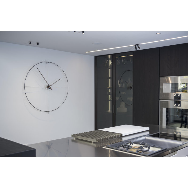 Bilbao Metal Analog Wall Clock, Black/Walnut