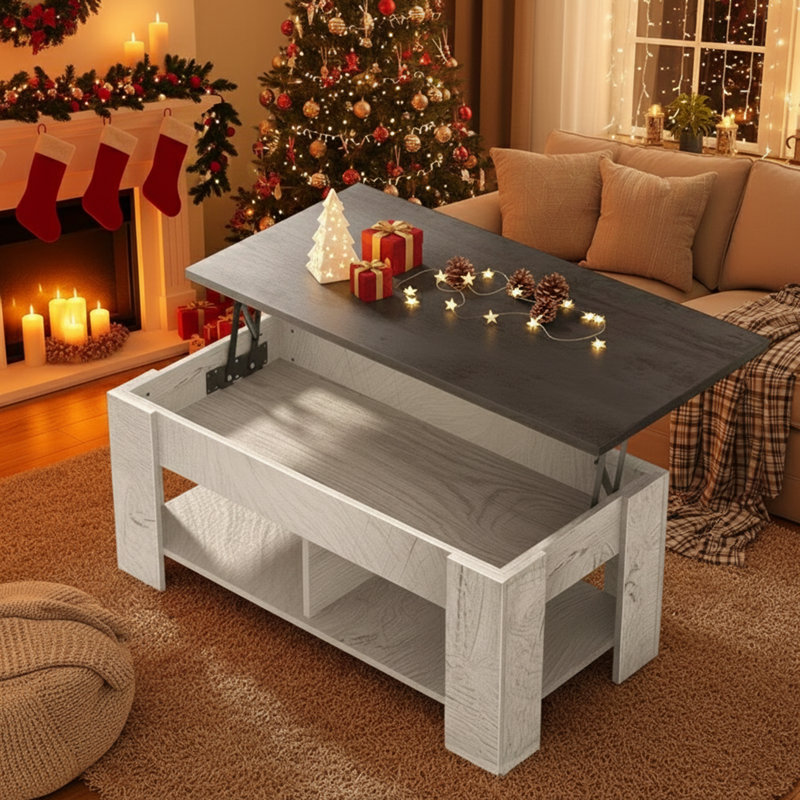 Sparta Lift Top Extendable Coffee Table With Storage, Vintage Gray