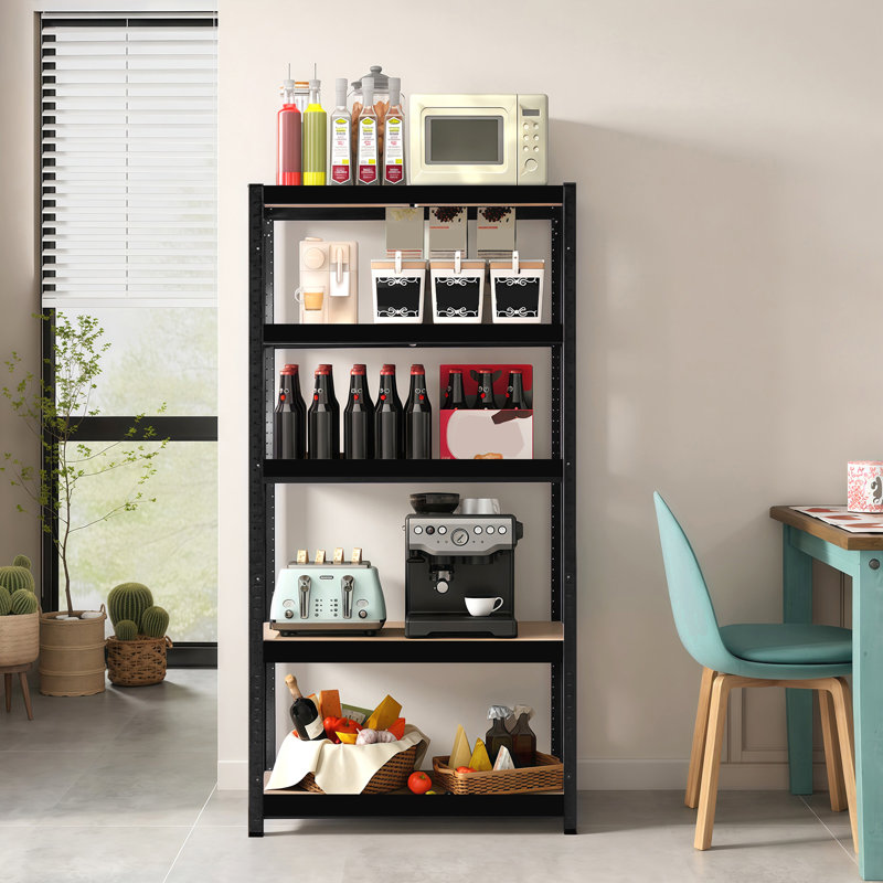 5 Tier Heavy Duty Boltless Metal Shelving Storage Rack Shelf for Garage Home 150cm x 70cm x 30cm Black