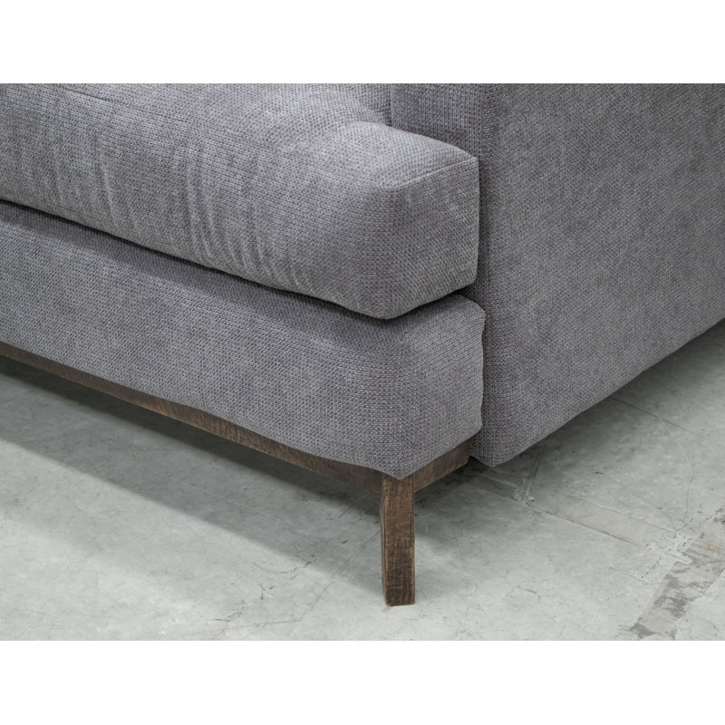 Structure et base en bois Ballenton, canapé, Mélange de polyester gris, H 35 po x l 85 po x P 41 po