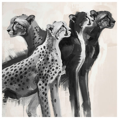 Monochrome Cheetah Illustration Bath Mat
