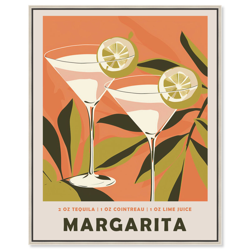 «Margarita», affiche d'art mural rétro Summer Drinks par Art Remedy, Silver Framed, 37" H x 31" W