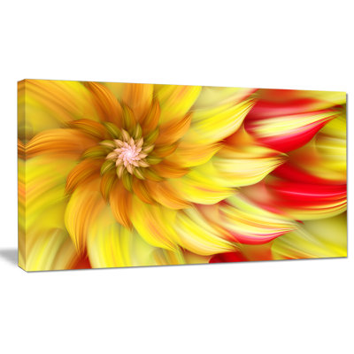 « rotatif yellow red fractal fleur », impression sur toile tendue