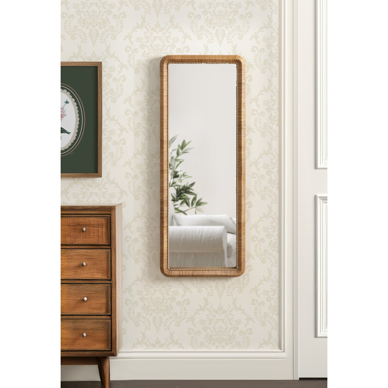 Bleechington Rounded Rectangle Rattan Wall Mirror