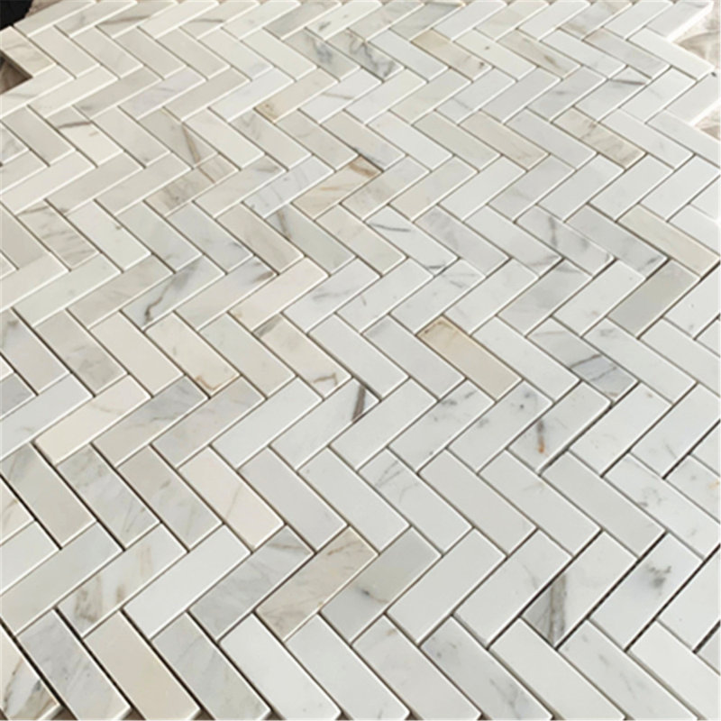 Calacatta 13" x 12" Marble Mosaic Tile, LIght Gray
