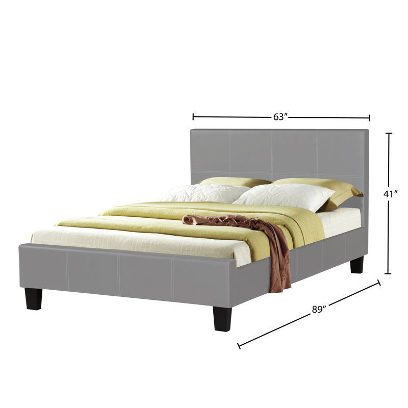 Lit plateforme tapissier Modern, Grand, Gris
