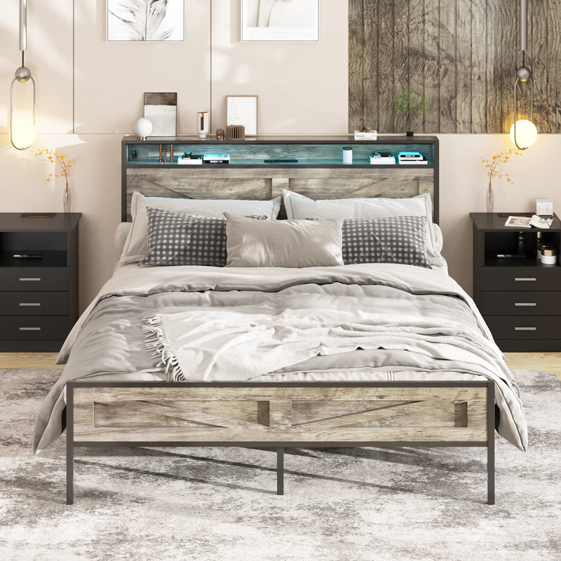 Farino Metal Bed, Full, Gray