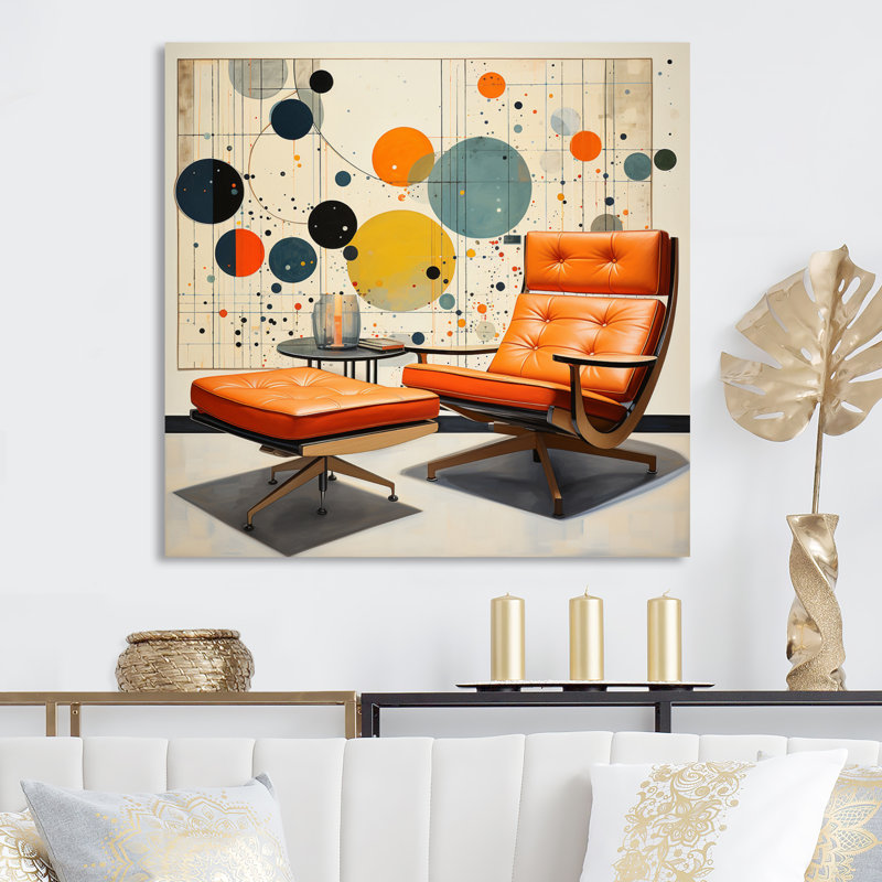 Corail Mid Century Eames Elegance - reproduction sur toile, H 16 po x l 16 po x P 1 po, Toile tendue
