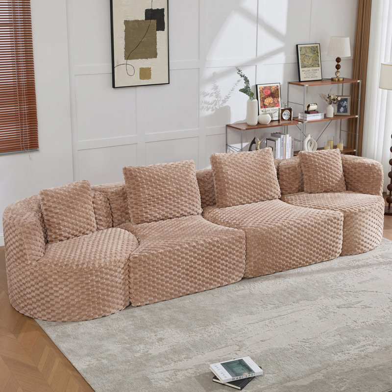 Canapé modulaire rembourré sans os, Polyester brun clair
