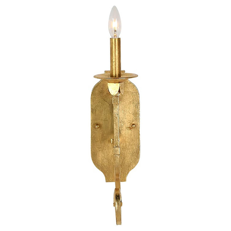 Applique murale à 1 lumière à intensité variable pour bougie Sam, Feuille d’or