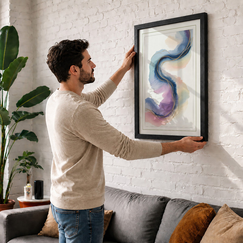 Flowing Ribbon Minimalist - Framed Print, A4 - 29.7 x 21.0 cm, Black