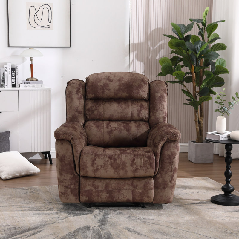 Sidh 38.6" Wide Classic And Overstuffed Breathable Microfiber Manual Standard  Recliner, Brown