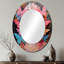«Pink Butterfly», portrait de mode féminine Elegance I - miroir décoratif oval sur métal-1437646650