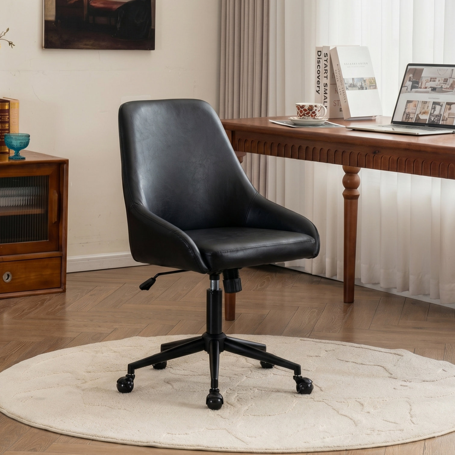 Vanora Office Chair, Black Faux Leather